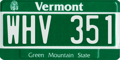 VT license plate WHV351