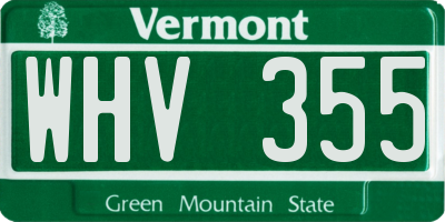 VT license plate WHV355