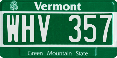 VT license plate WHV357