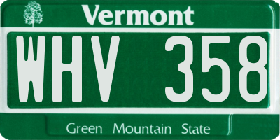 VT license plate WHV358