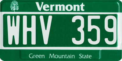 VT license plate WHV359
