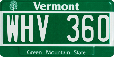 VT license plate WHV360