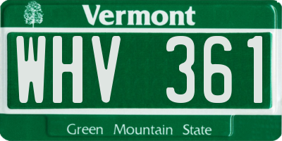 VT license plate WHV361