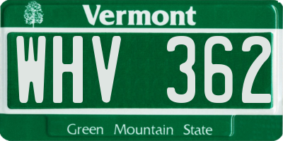VT license plate WHV362