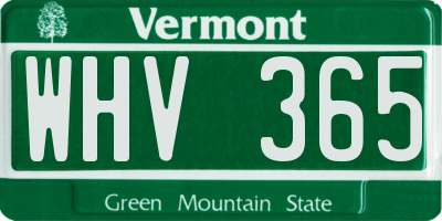 VT license plate WHV365
