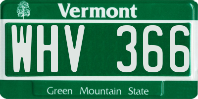 VT license plate WHV366