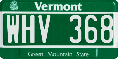 VT license plate WHV368
