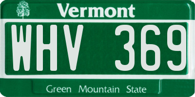 VT license plate WHV369