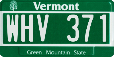 VT license plate WHV371