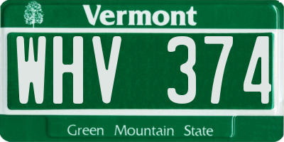 VT license plate WHV374