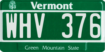 VT license plate WHV376