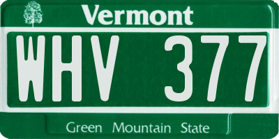 VT license plate WHV377