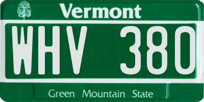 VT license plate WHV380