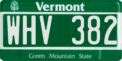 VT license plate WHV382