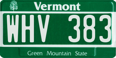 VT license plate WHV383