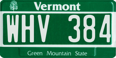 VT license plate WHV384