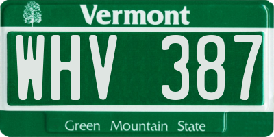 VT license plate WHV387