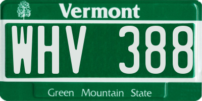 VT license plate WHV388
