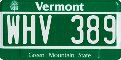 VT license plate WHV389