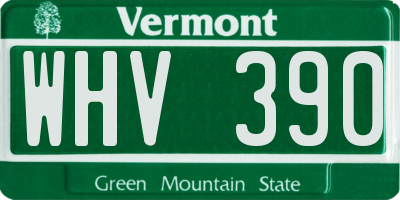 VT license plate WHV390