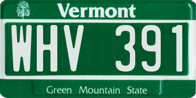 VT license plate WHV391