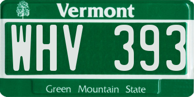 VT license plate WHV393