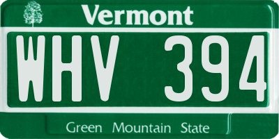 VT license plate WHV394