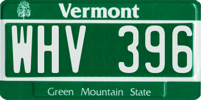 VT license plate WHV396