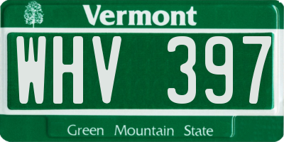 VT license plate WHV397