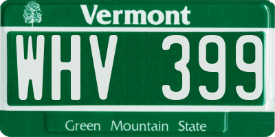 VT license plate WHV399