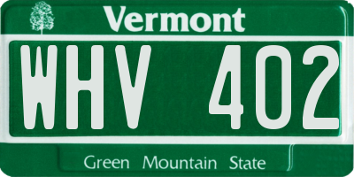 VT license plate WHV402