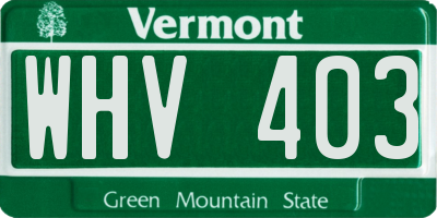VT license plate WHV403