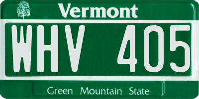 VT license plate WHV405