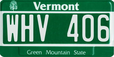 VT license plate WHV406