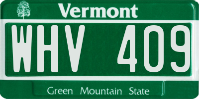 VT license plate WHV409