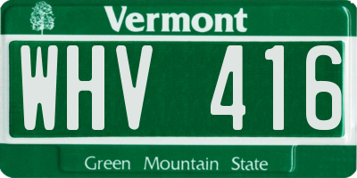 VT license plate WHV416