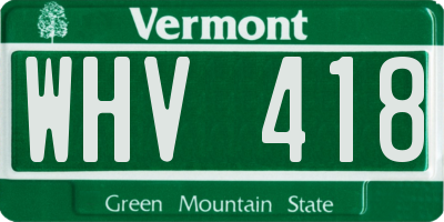 VT license plate WHV418