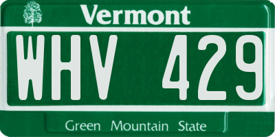 VT license plate WHV429