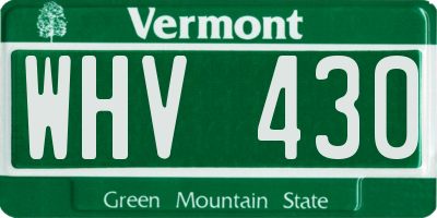 VT license plate WHV430