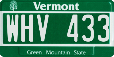 VT license plate WHV433