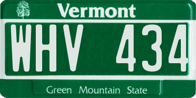 VT license plate WHV434
