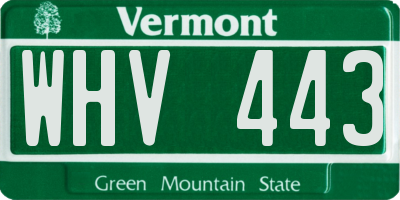 VT license plate WHV443