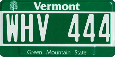 VT license plate WHV444