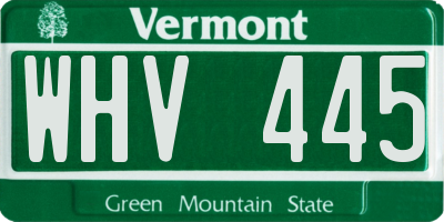 VT license plate WHV445