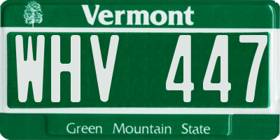VT license plate WHV447