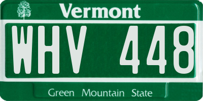 VT license plate WHV448
