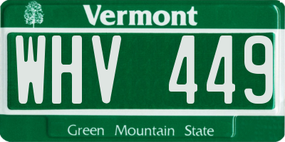 VT license plate WHV449