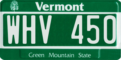 VT license plate WHV450