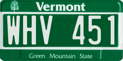 VT license plate WHV451