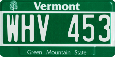 VT license plate WHV453